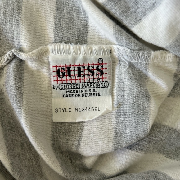 Vintage 90s Guess Jeans USA Striped Tee Shirt Mens S 22x27 - Picture 6 of 7